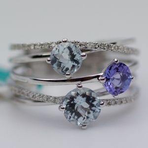 EFFY 14k White Gold Aqua Tanzanite Diamond Ring